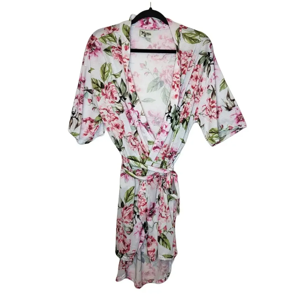Show Me Your Mumu Pink floral one size robe with tie